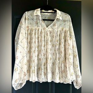 LC Lauren Conrad Flowy Flowered Blouse